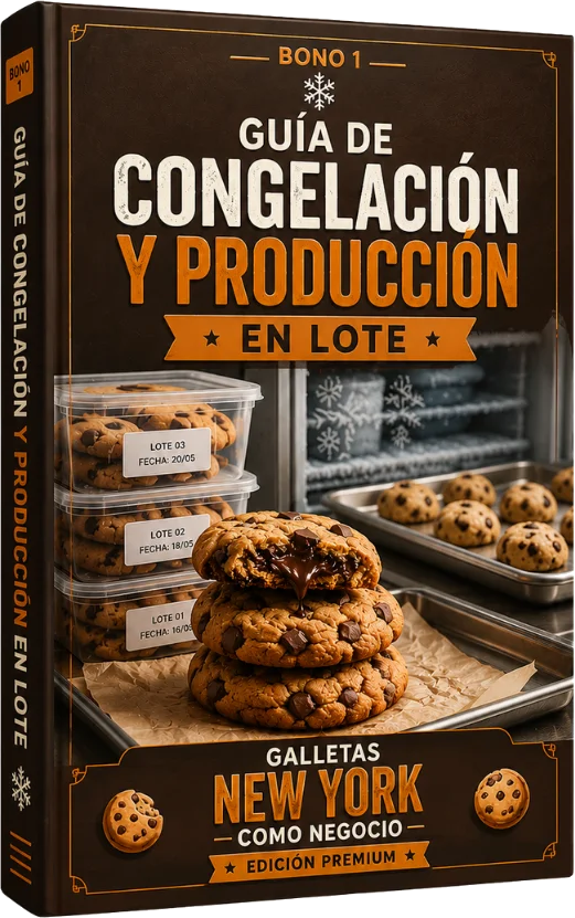 Guía digital de congelación junto a bolitas de masa congeladas en bolsa etiquetada
