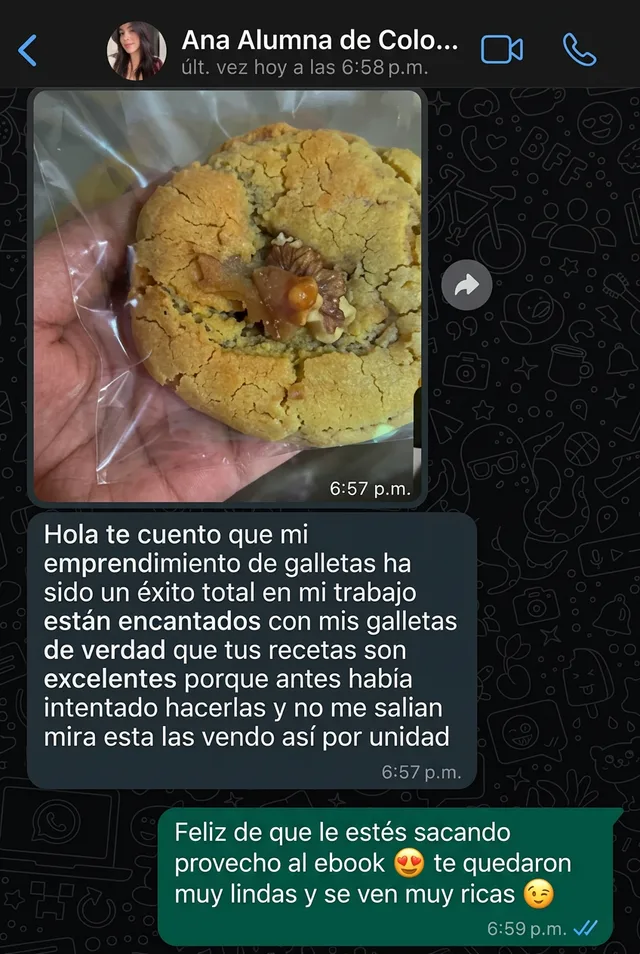 Mensaje real de una compradora del recetario